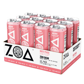 ZOA White Peach pack 12 cans, convenient energy for the week.