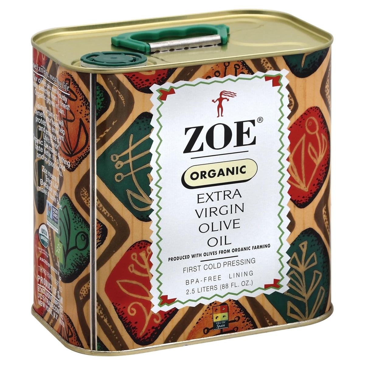 Zoe Organic EVOO bottle pour showing smooth stream, great for dressings.