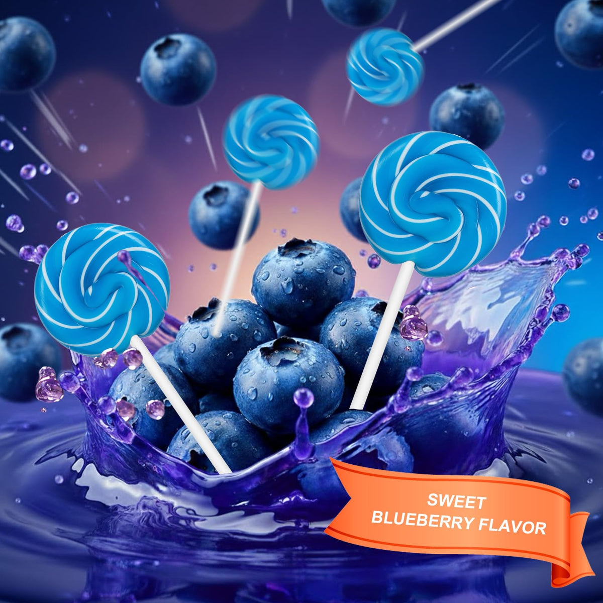 Zofia Sweet individually wrapped blueberry swirl lollipops for easy sharing