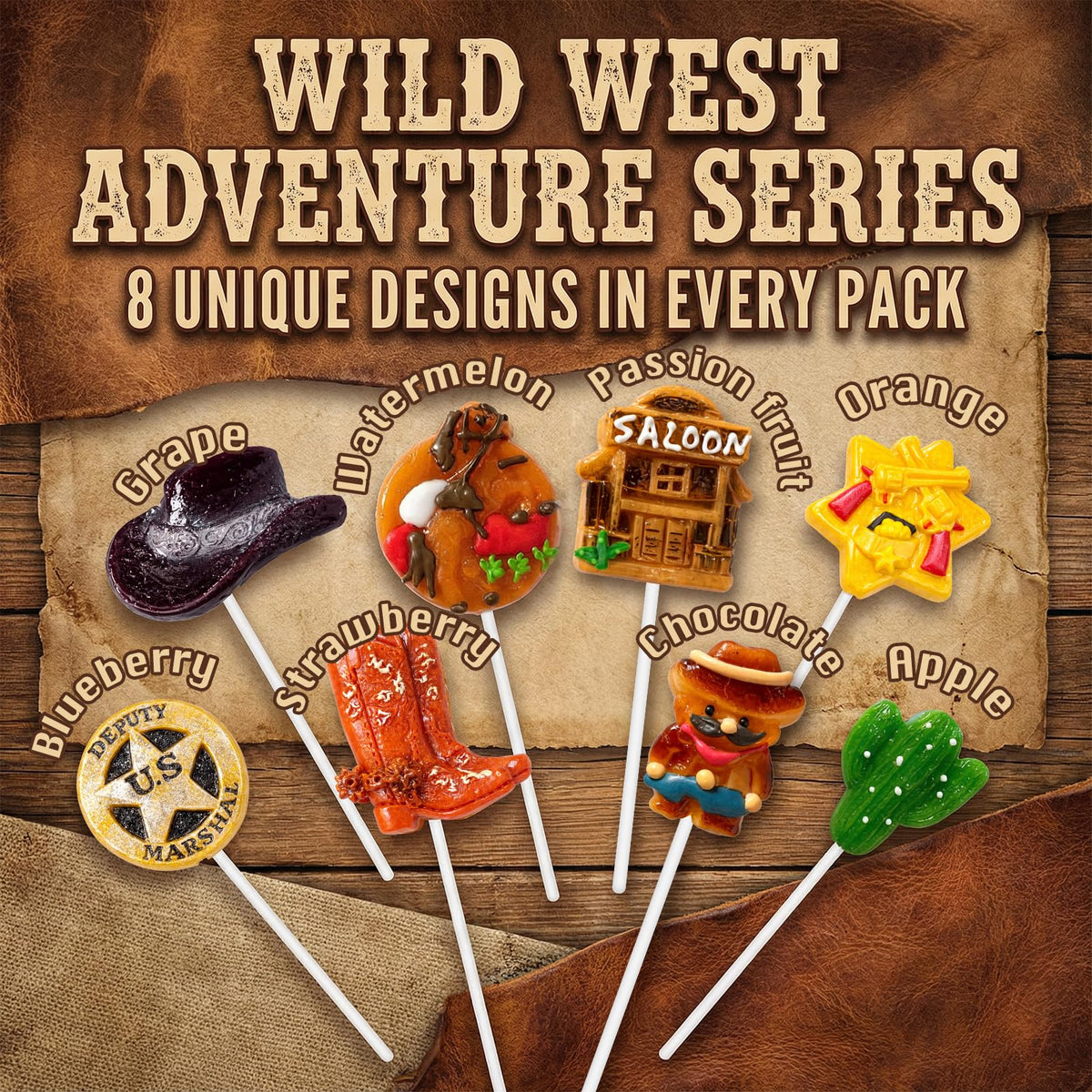 ZOFIA SWEET cowboy-hat-lollipop ideal for themed parties and kid-friendly treats.