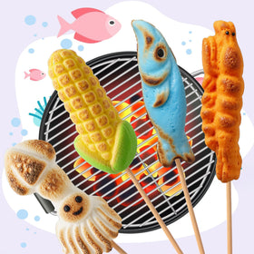 ZOFIA SWEET jumbo marshmallows on roasting sticks ideal for quick, even campfire toasts.