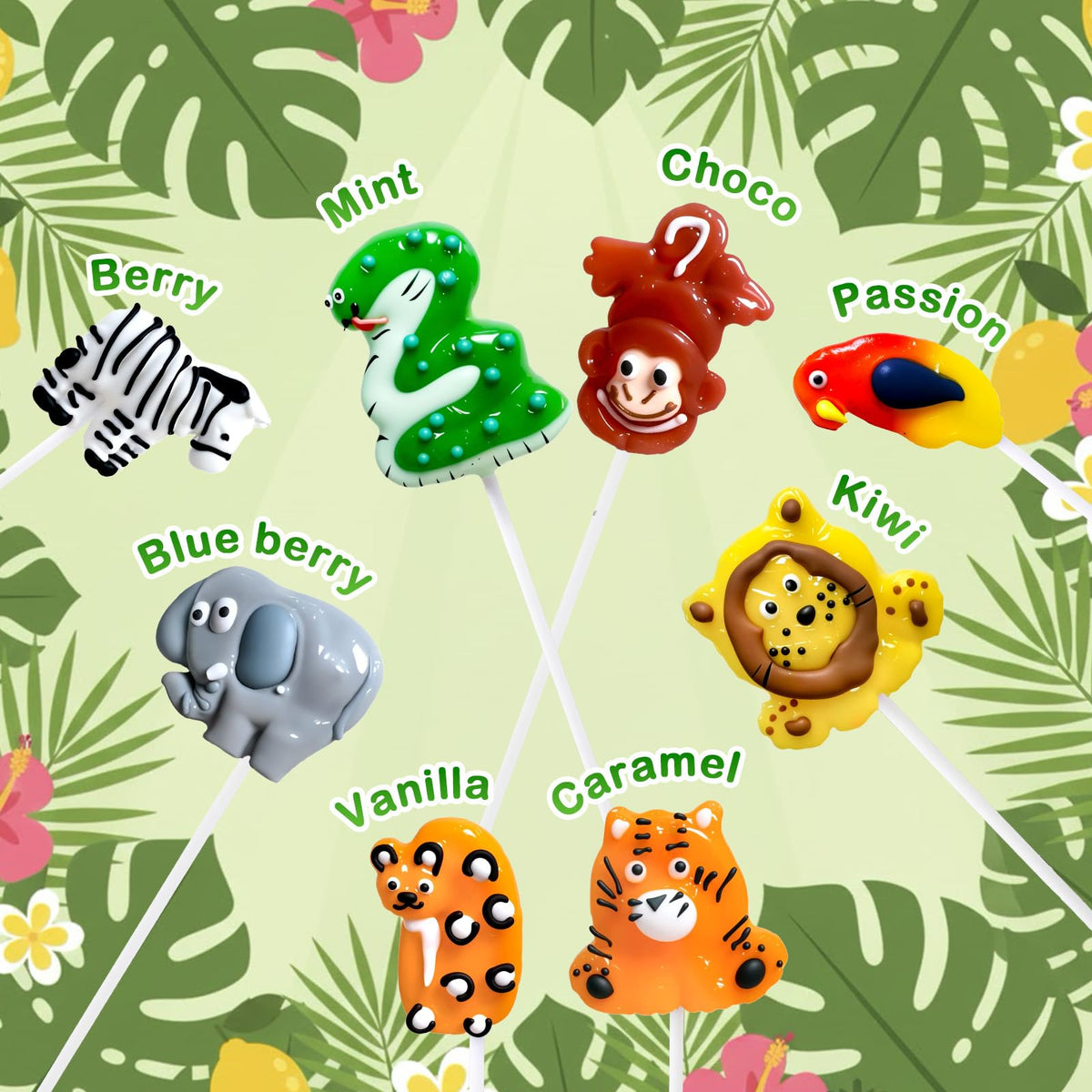 ZOFIA SWEET Safari lollipops animal shapes, perfect for educational party favors