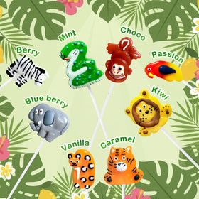ZOFIA SWEET Safari lollipops animal shapes, perfect for educational party favors