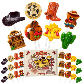 ZOFIA SWEET Western themed lollipops 24-pack for party favors and candy buffets.