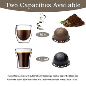 Zokrintz Vertuo pod 230ml brew ready image highlighting larger option