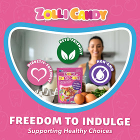 Zolli Ball Popz fruit flavors offer kid-friendly taste with sugar-free indulgence.