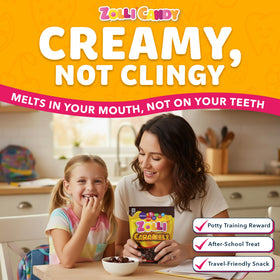 Zolli Caramelz after-meal snack image promotes a sugar-free option.