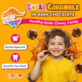 Zolli Caramelz dentist-approved label highlights keto- and diabetes-friendly candy.