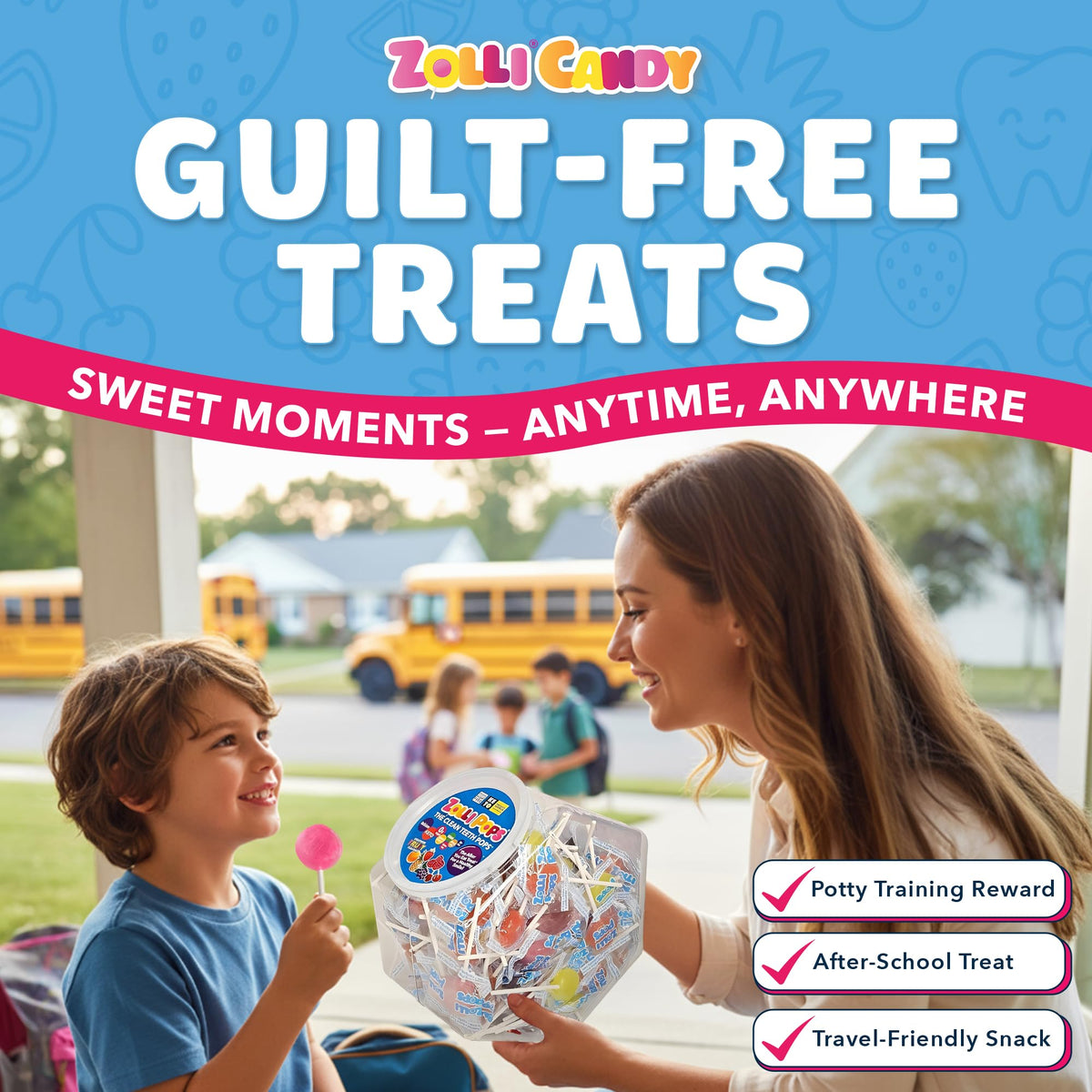 Zollipops dye-free fruit flavors without artificial colors.