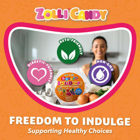 Adult savoring Zolli Drops as keto friendly sugar free snack.