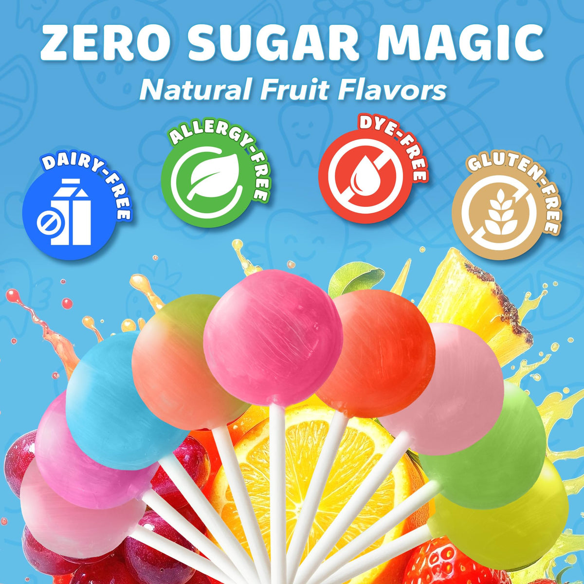 Zollipops close-up of tropical fruit flavor highlighting natural taste.