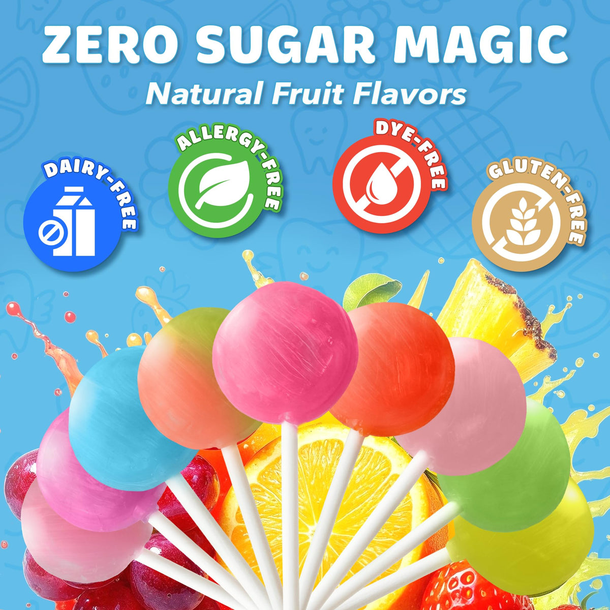 Zollipops xylitol-stevia formula helps balance mouth pH after meals.