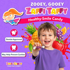 Zaffi Taffy dye-free lollies with bright fruity colors and clean ingredients from Zollipops.