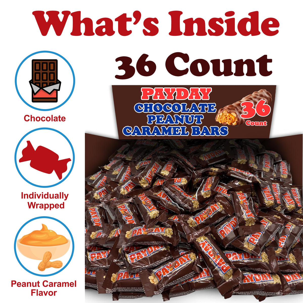 ZompoZ Payday bars individually wrapped for easy sharing.