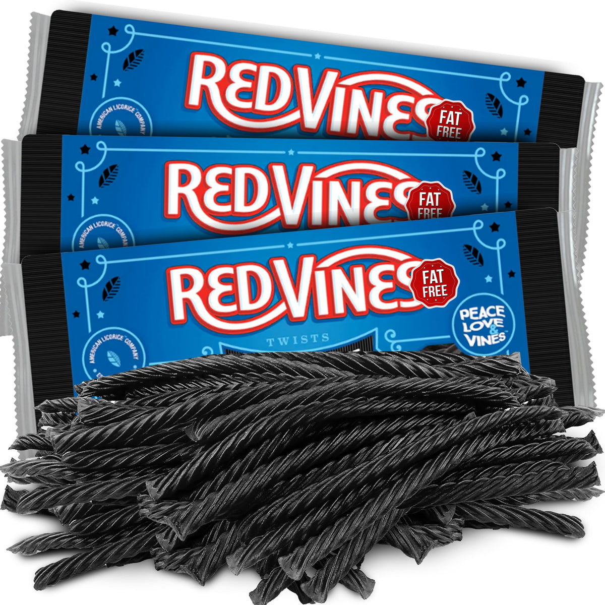 ZompoZ RedVines Black Licorice Twists on a serving tray for gatherings