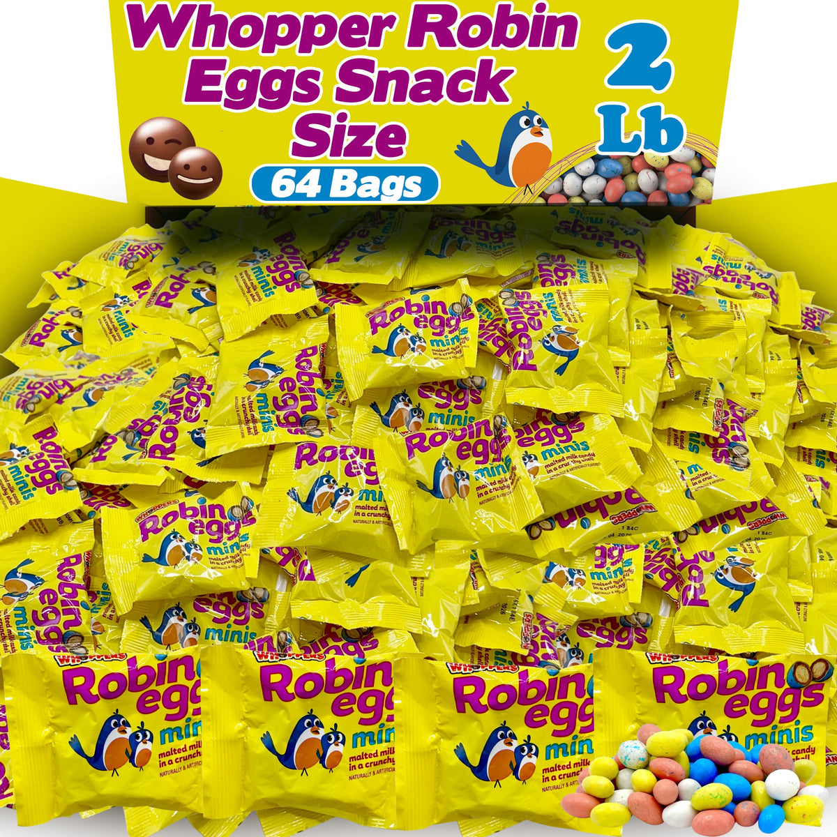 ZompoZ Woppers Robin Eggs candy shells in pastel colors for festive Easter baskets.