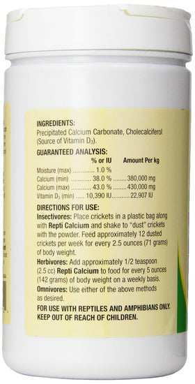 Zoo Med Reptile Calcium with D3 on food, supporting healthy dietary intake.