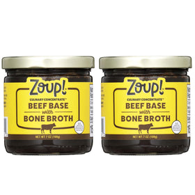 Zoup! beef bone broth culinary concentrate two-pack jar for quick flavor boost.