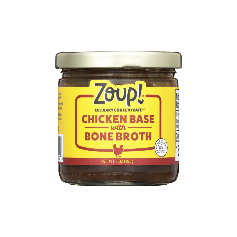 Zoup! Chicken Bone Broth Culinary Concentrate jar showing clean-label flavor for soups.