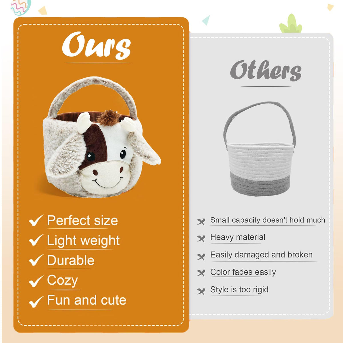 ZRPSIZP Easter Basket ideal indoor-outdoor decor for Easter gatherings