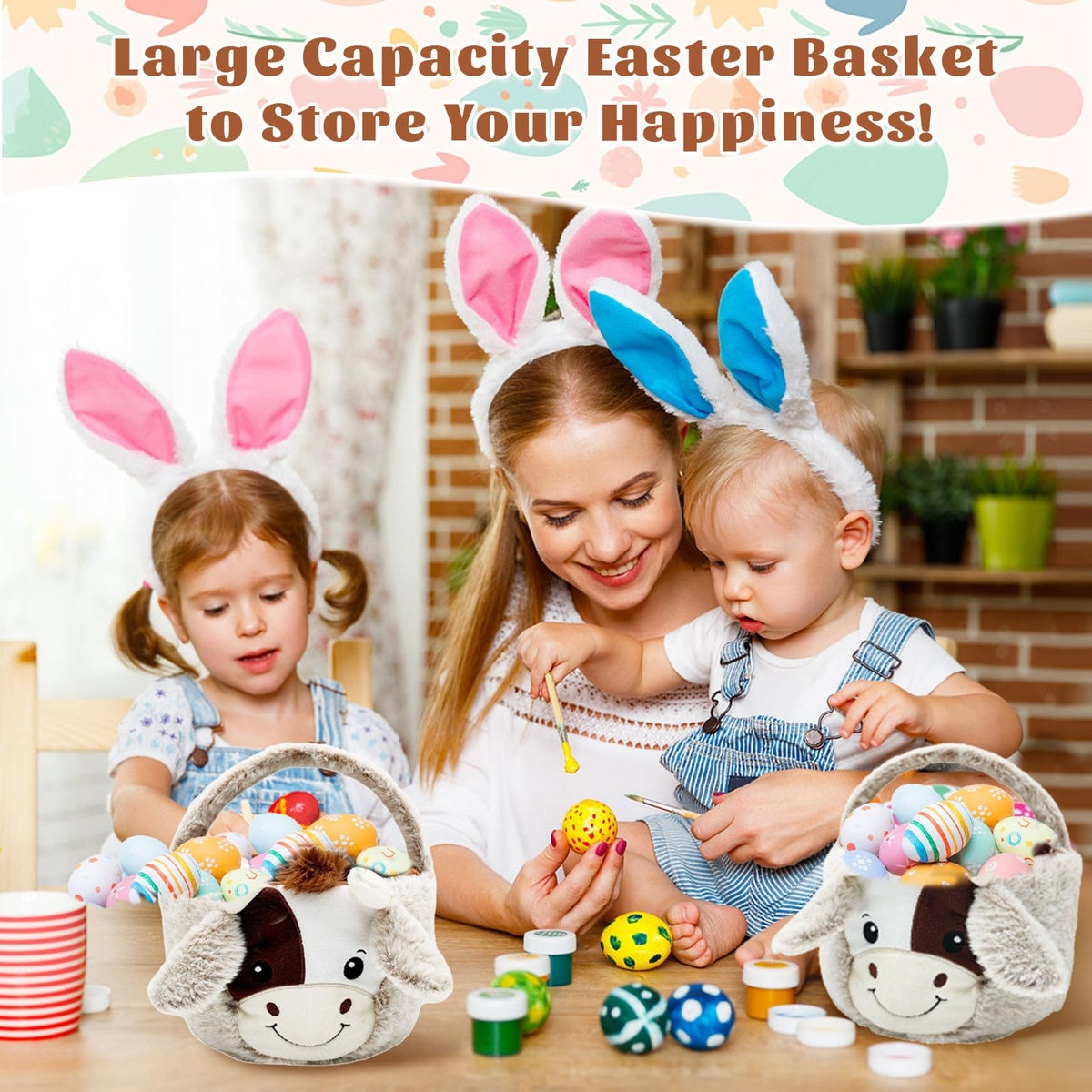 ZRPSIZP Easter Basket fluffy handle improves grip during egg hunts
