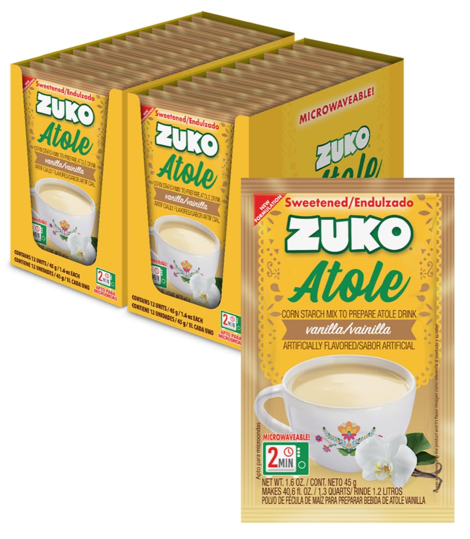 ZUKO Atole Vanilla packet showing fortified formula for quick nourishment.