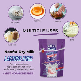 Zulimilk Nonfat Dry Milk latte preparation for cafe-style drinks.