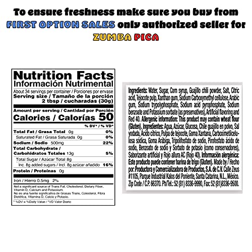 Zumba Pica Forritos Chamoy packaging with secure cap