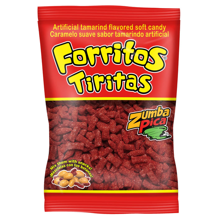 Zumba Pica Forritos Tiritas tamarind stick in bag showing fresh packaging and bold flavor