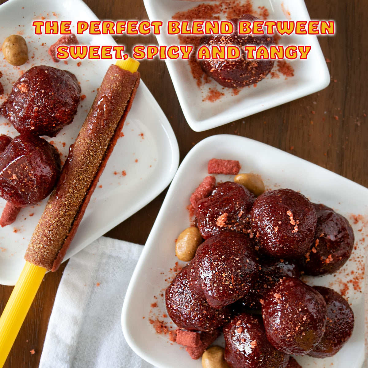 Zumba Pica tamarindo snacks paired with fruit and chips for creative boards