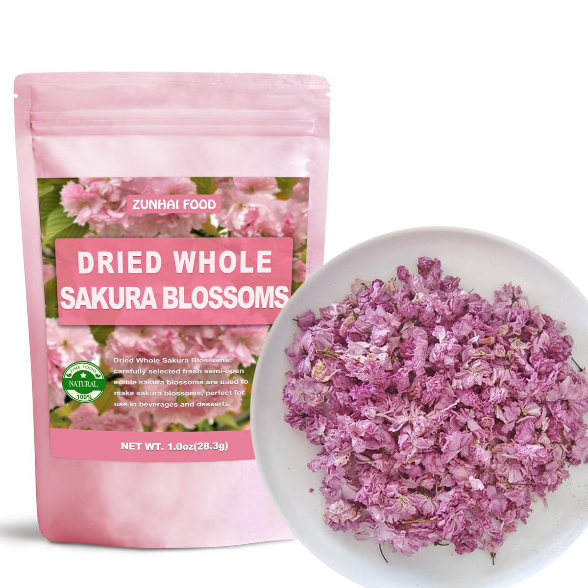 Zunhai Food premium whole sakura cherry blossoms as natural color accents