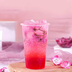 Zunhai Food sakura blossoms decorate drinks for an elegant look.