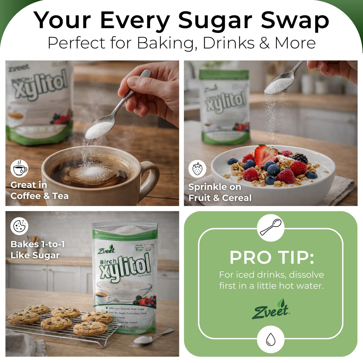 Zveet Birch Xylitol baking dish ready for low-carb desserts.