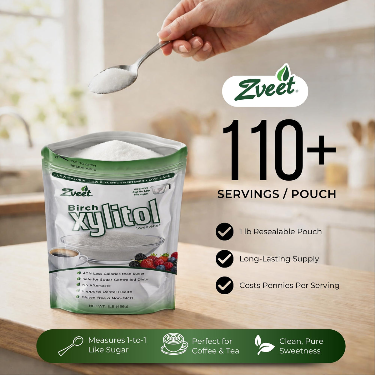 Zveet Birch Xylitol dessert plate highlighting guilt-free treats.