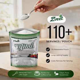 Zveet Birch Xylitol dessert plate highlighting guilt-free treats.