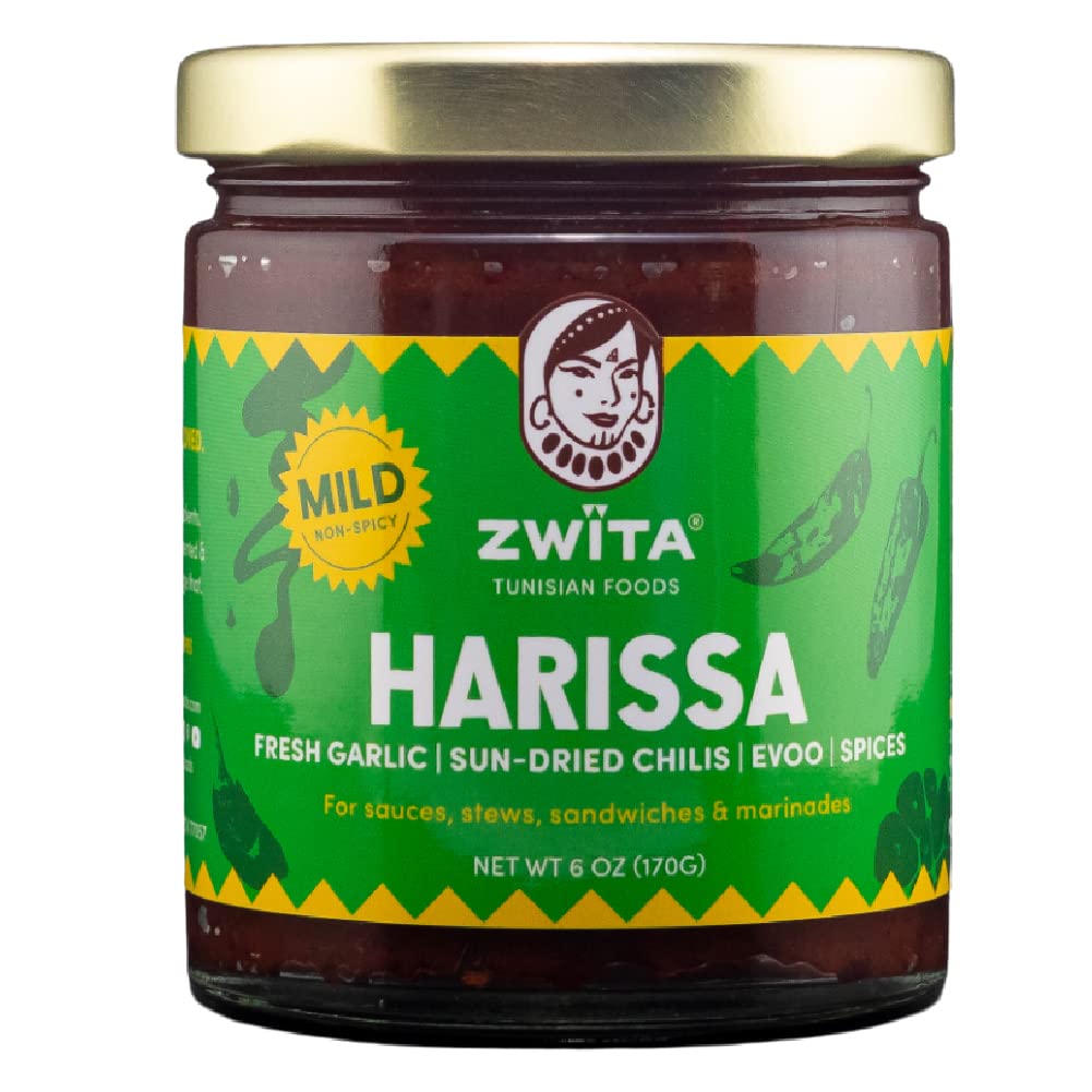 Zwita Mild Harissa jar front view adds authentic Tunisian flavor to soups
