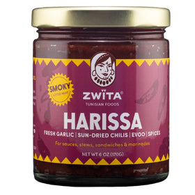 Zwita Smoky Harissa 6oz jar showing rich smoky heat for sandwiches